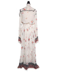 Philosophy di Lorenzo Serafini Semi-transparent pleated maxi dress in floral print (hole left side)