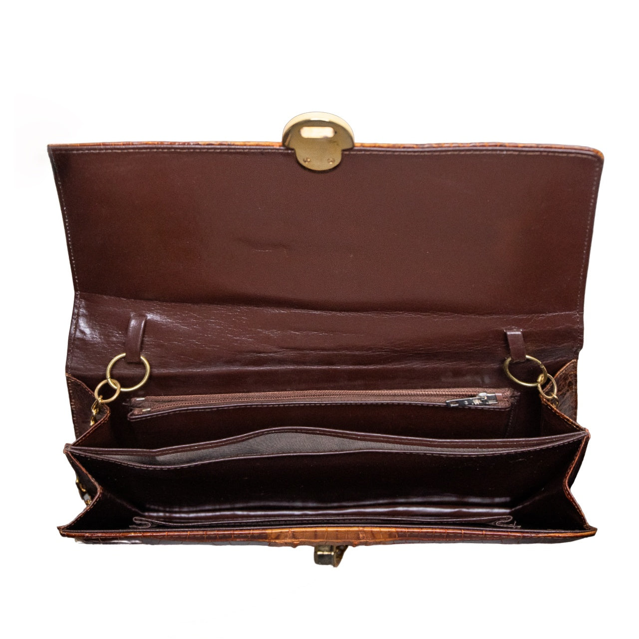 NN Vintage clutch made of crocodile leather with inner pocket (and gold shoulder chain