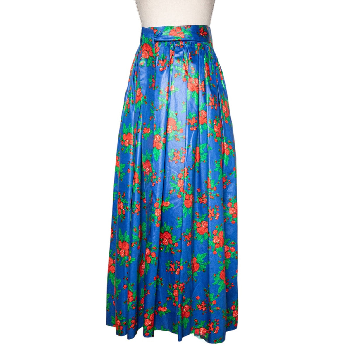 Yves Saint Laurent Rive Gauche Vintage Seidenrock mit floralem Allover-Print und Bindegürtel