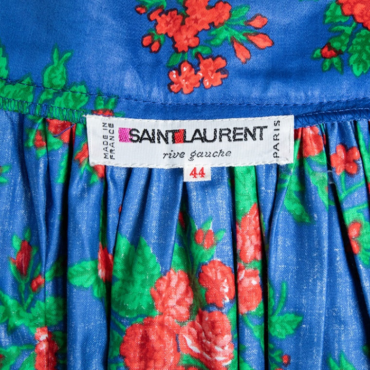 Yves Saint Laurent Rive Gauche Vintage Seidenrock mit floralem Allover-Print und Bindegürtel