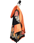 N.N. Vintage Jacke im Kimonostil mit Kapuze und aufwändig besticktem floralen Allover-Print