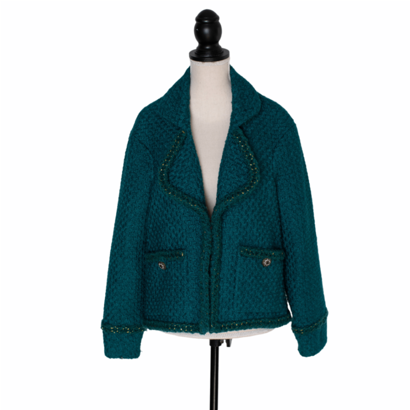 Chanel Weit geschnittener Vintage Blazer mit breitem Revers und aufgesetzten Taschen mit Signature-Knöpfen