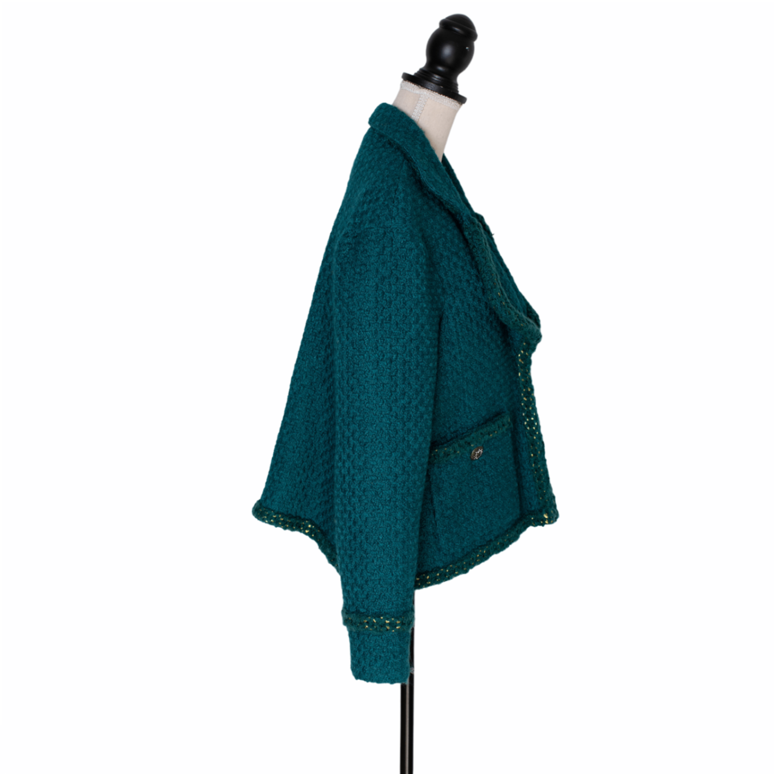 Chanel Weit geschnittener Vintage Blazer mit breitem Revers und aufgesetzten Taschen mit Signature-Knöpfen