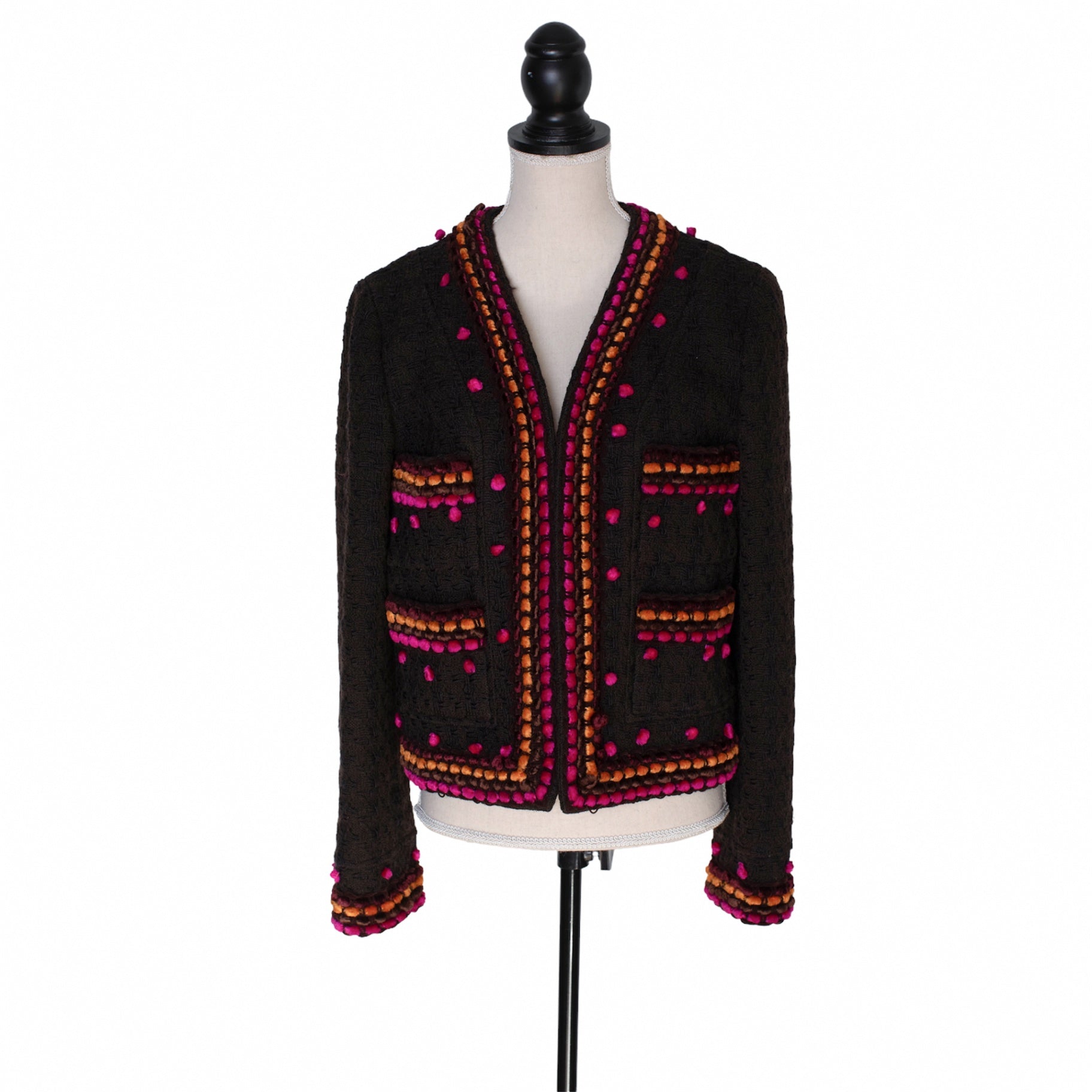 Chanel Taillierter Vintage Blazer mit aufwändigen Zierelementen und aufgesetzten Taschen