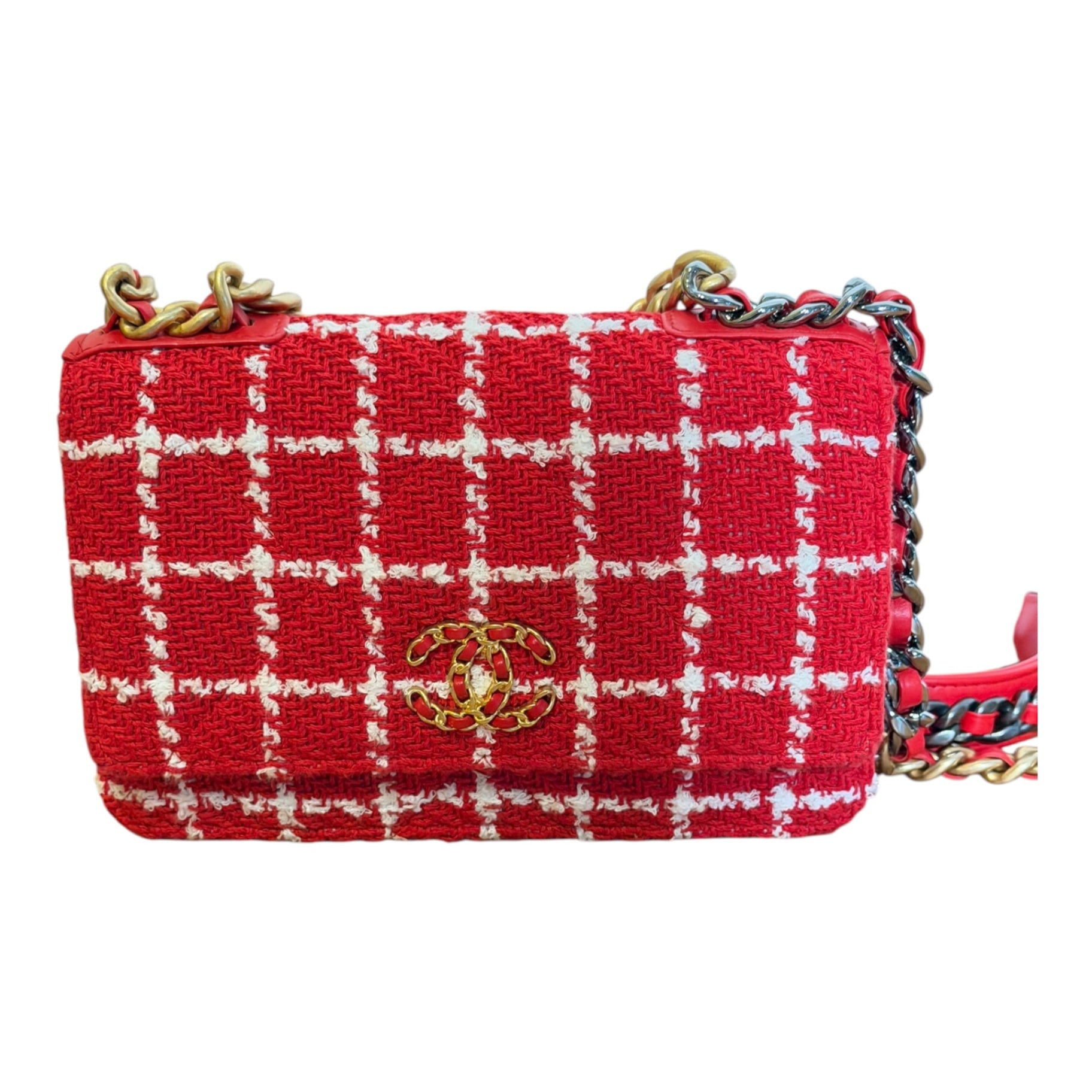 Chanel 19 Wallet on Chain aus Tweed