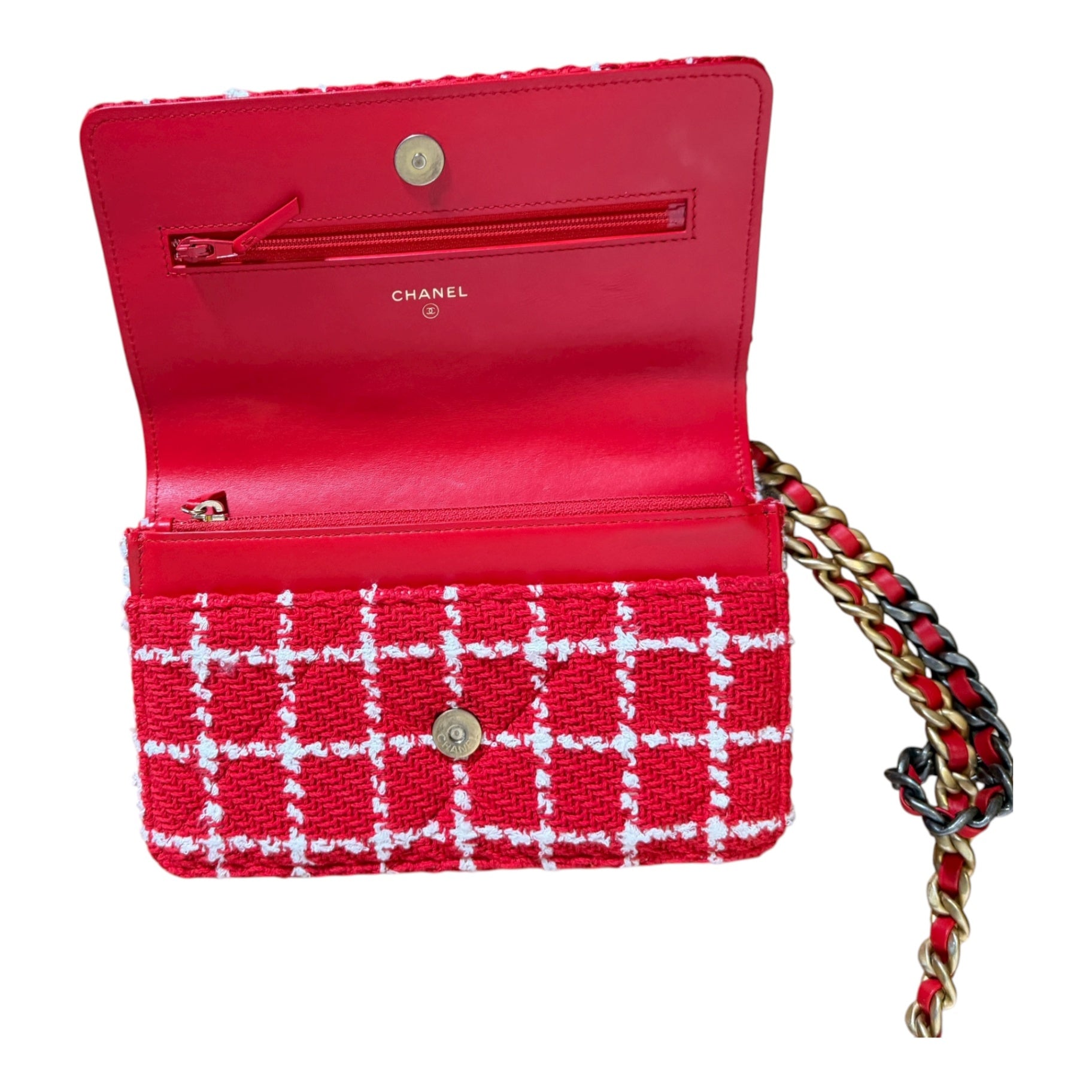 Chanel 19 Wallet on Chain aus Tweed