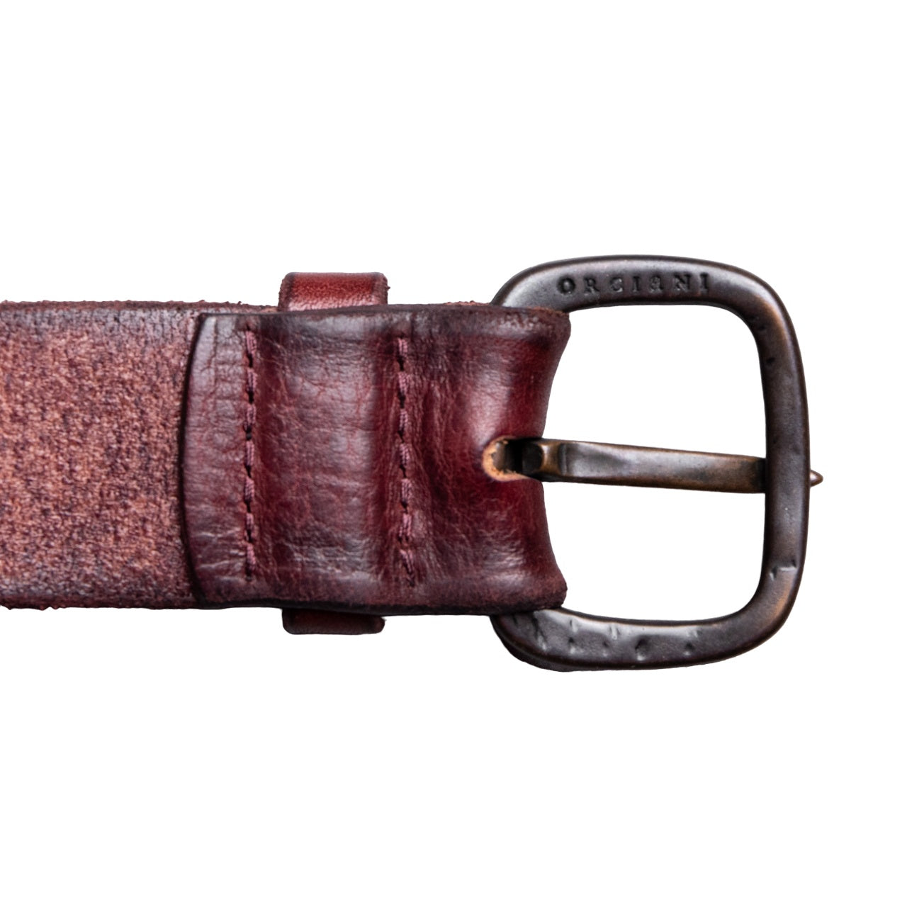 Orciani Bordeauxfarbener Gürtel im Used Look