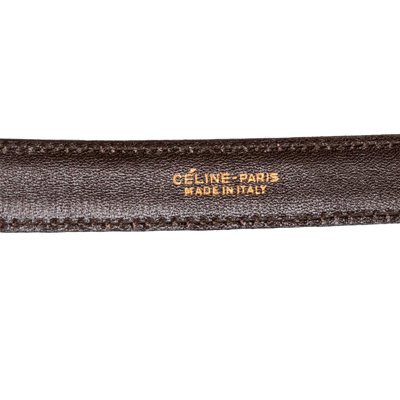Celine Dunkelbrauner Vintage Gürtel mit Signature Schnalle