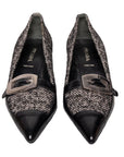 Prada Kitten Heels aus Leder und Tweed