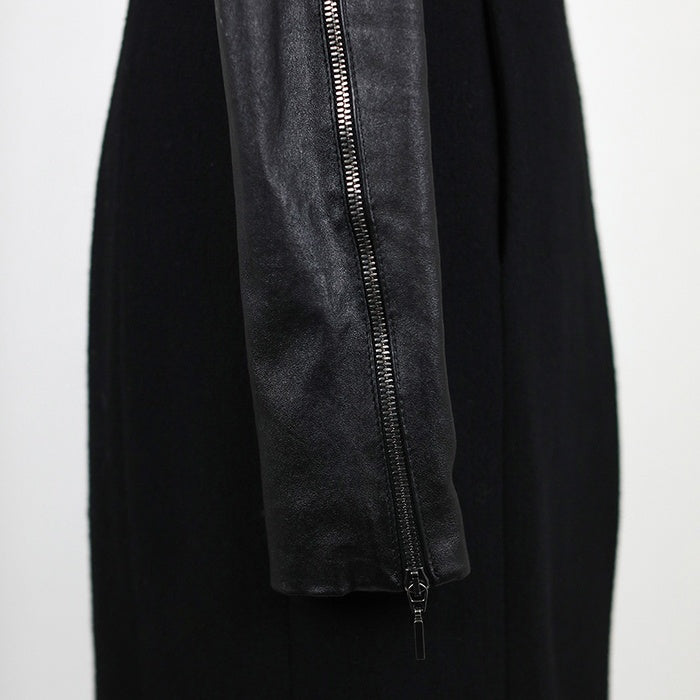 Plein Sud Wollmantel mit Lederärmeln