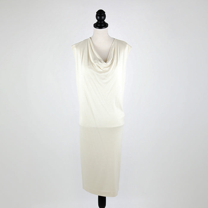 Saint Laurent Ärmelloses Kleid mit Wasserfallkragen