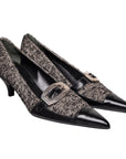 Prada Kitten Heels aus Leder und Tweed