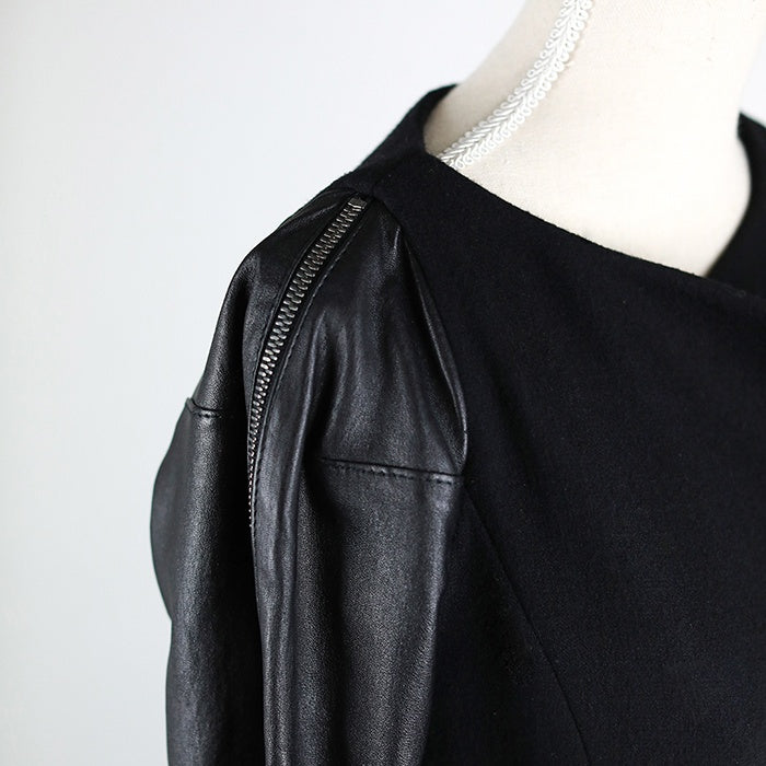 Plein Sud Wollmantel mit Lederärmeln