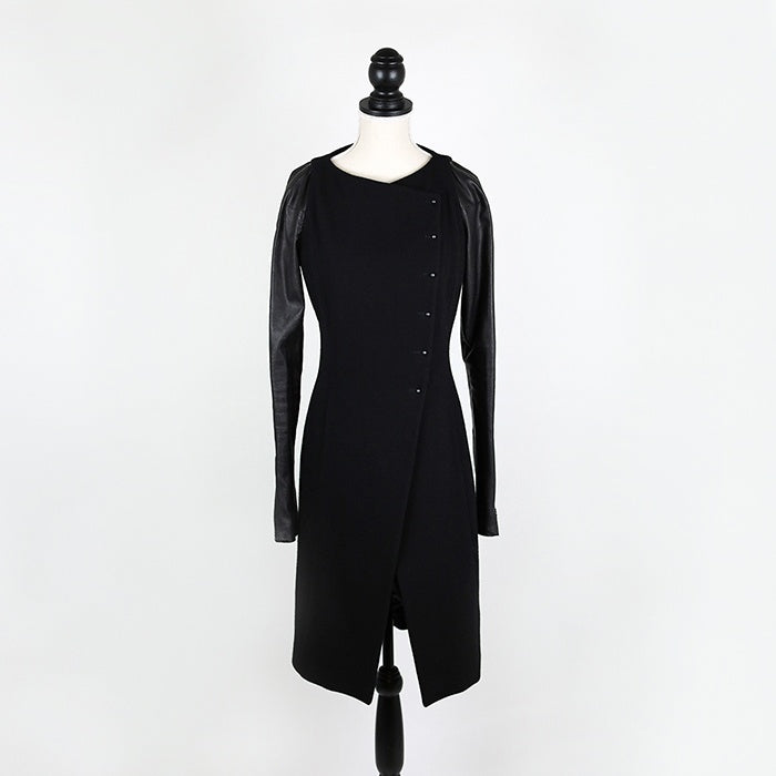 Plein Sud Wollmantel mit Lederärmeln