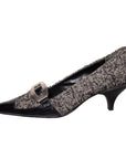 Prada Kitten Heels aus Leder und Tweed