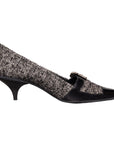 Prada Kitten Heels aus Leder und Tweed