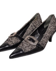 Prada Kitten Heels aus Leder und Tweed