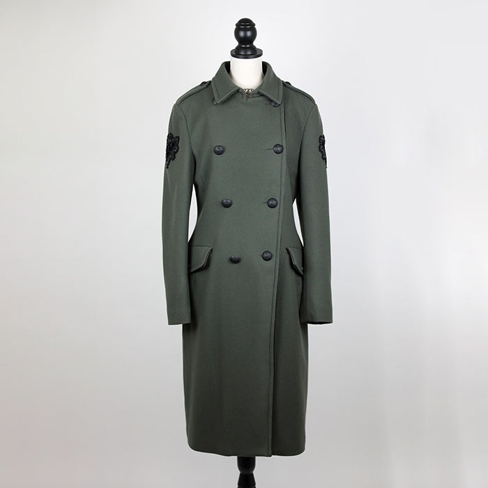 Amen Doppelreihiger Wollmantel im Military Look