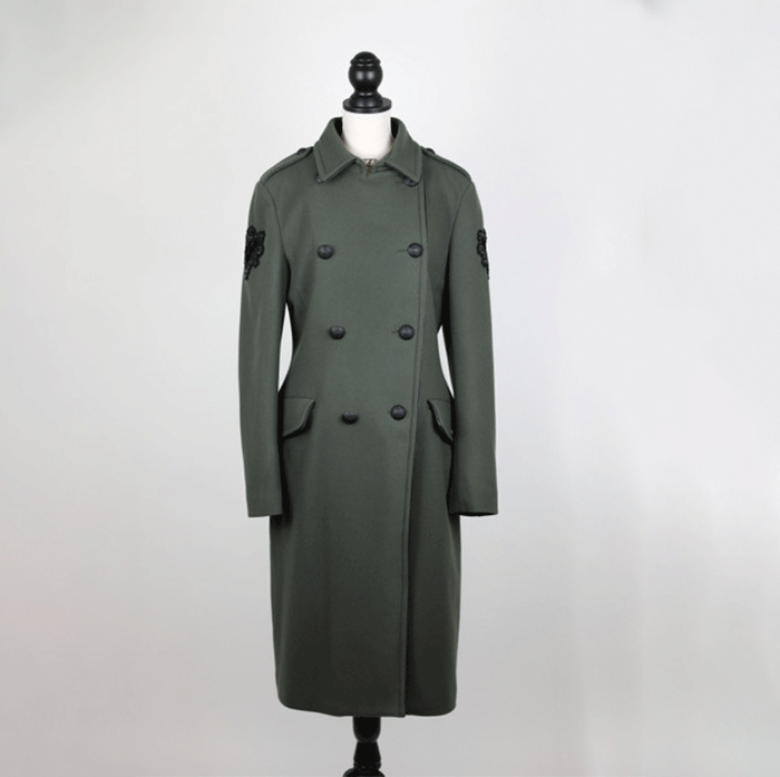 Amen Doppelreihiger Wollmantel im Military Look