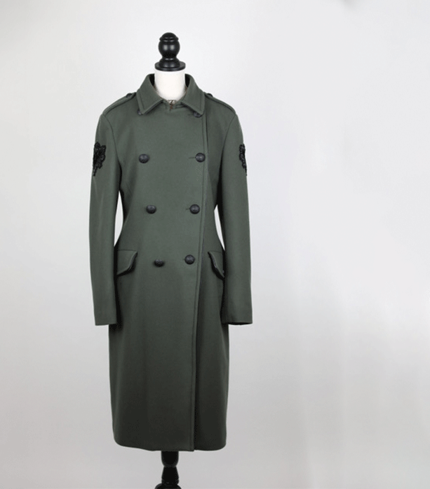 Amen Doppelreihiger Wollmantel im Military Look