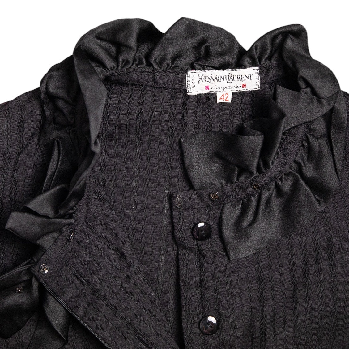 Yves Saint Laurent Rive Gauche Hochgeschlossene Vintage Bluse mit Schluppe