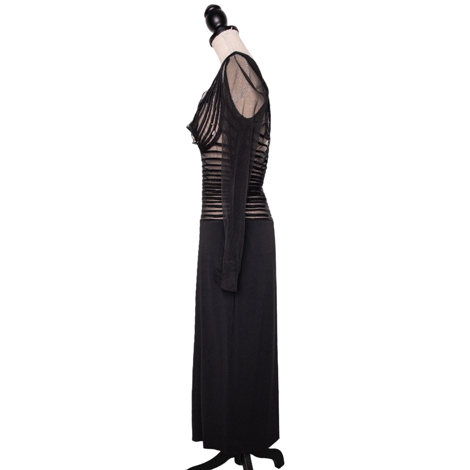 N.N. Semitransparentes Vintage Cocktailkleid in Midilänge mit Paillettendetails