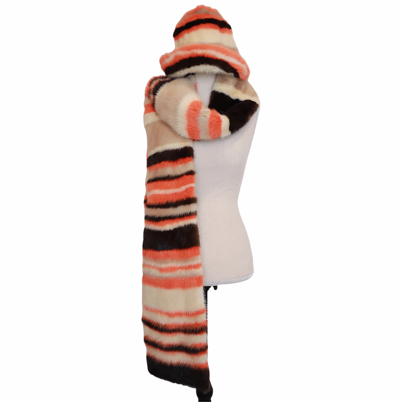 Irene of New York Gestreifter Vintage Schal aus Nerz