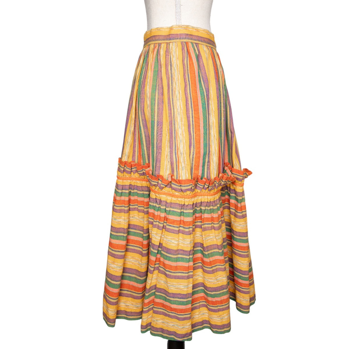 Yves Saint Laurent Rive Gauche Gestreifter Vintage Rock mit Volants