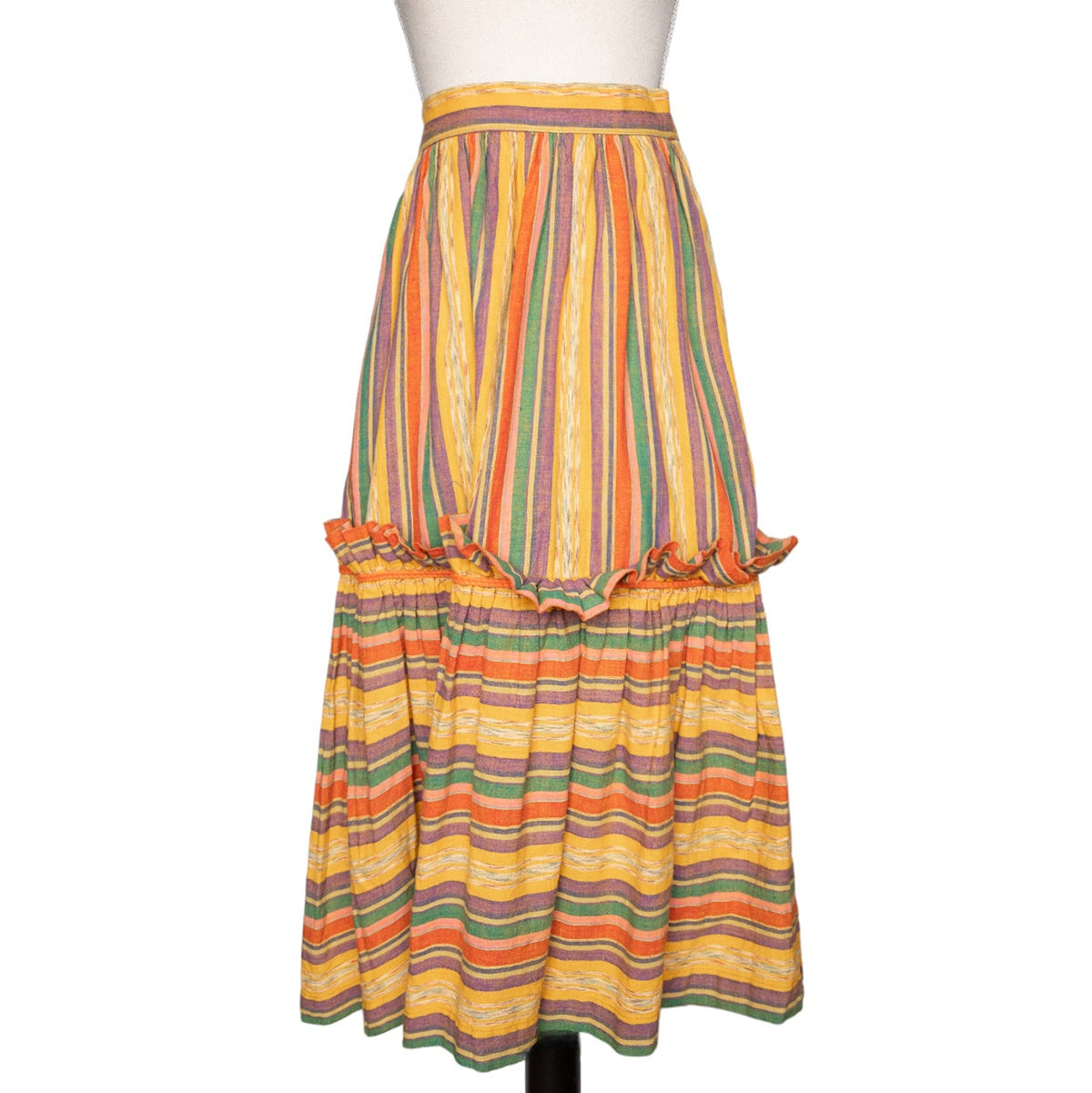 Yves Saint Laurent Rive Gauche Gestreifter Vintage Rock mit Volants