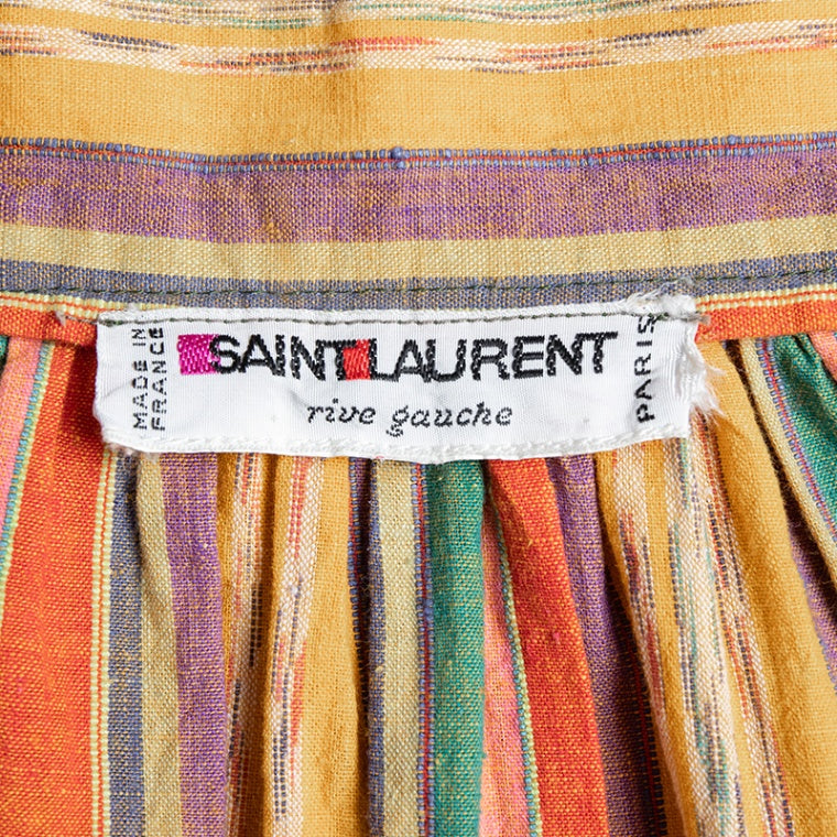 Yves Saint Laurent Rive Gauche Gestreifter Vintage Rock mit Volants
