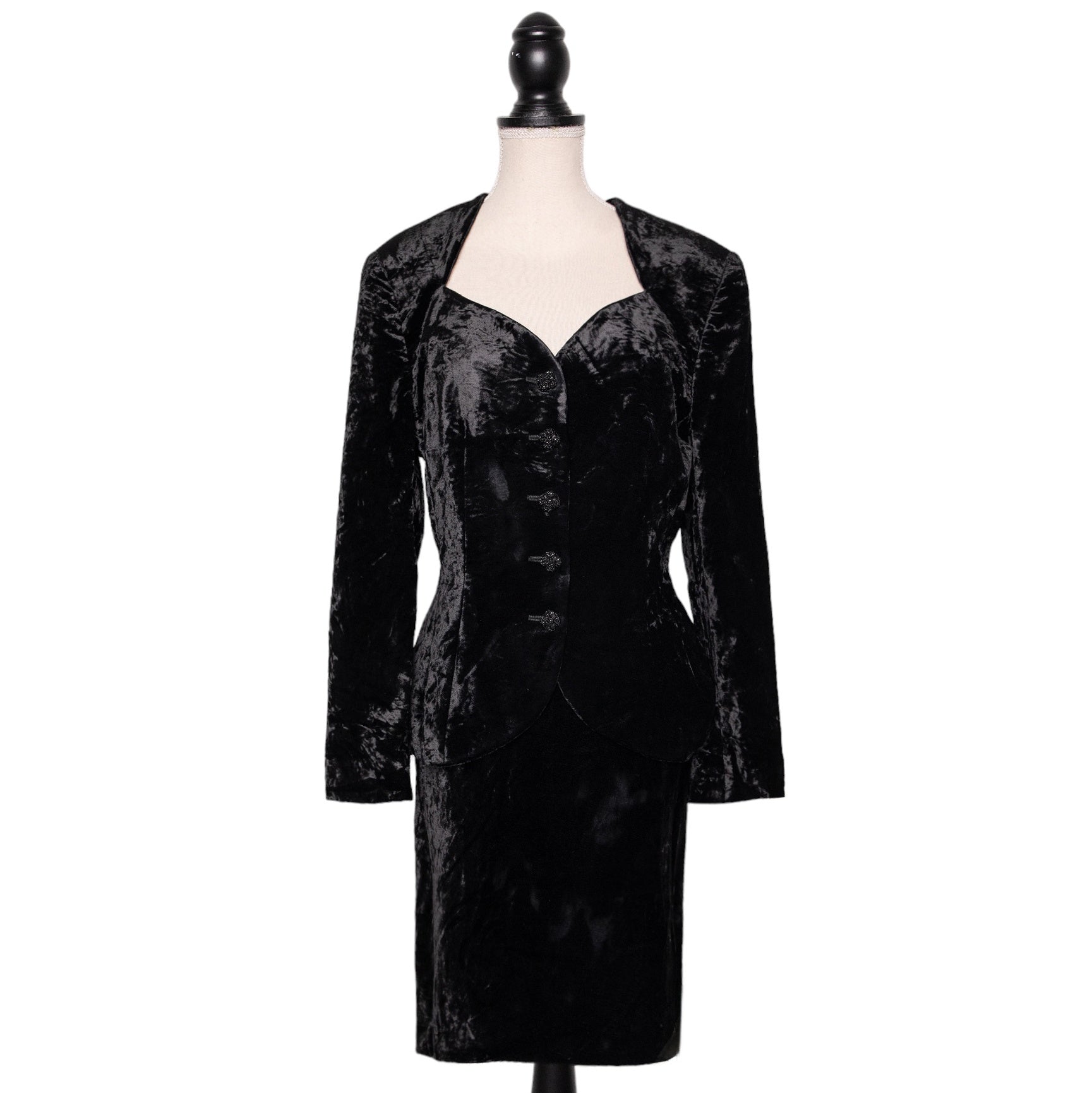 Valentino Vintage Kostüm aus Samt mit Signature Knöpfen