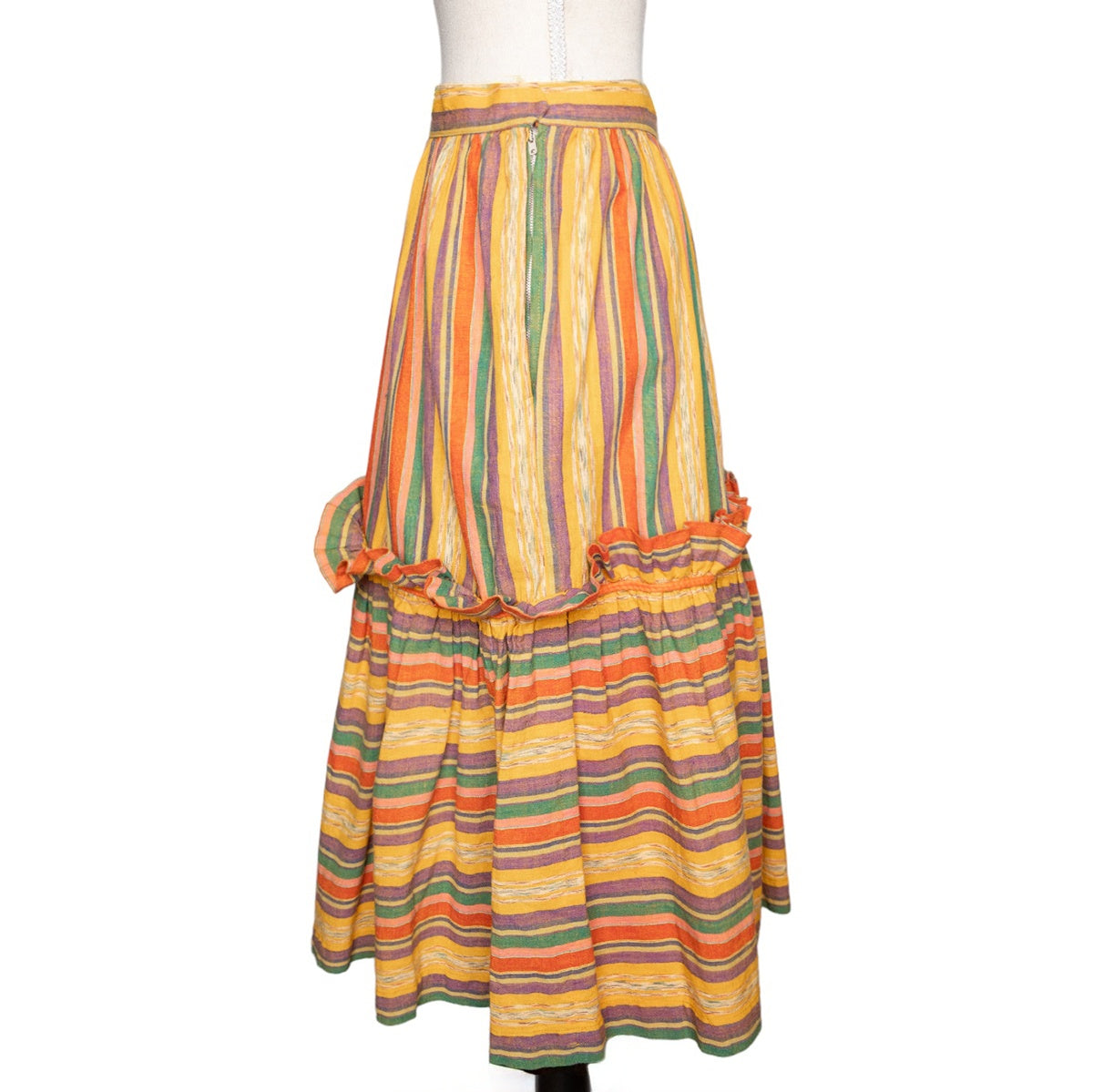 Yves Saint Laurent Rive Gauche Gestreifter Vintage Rock mit Volants