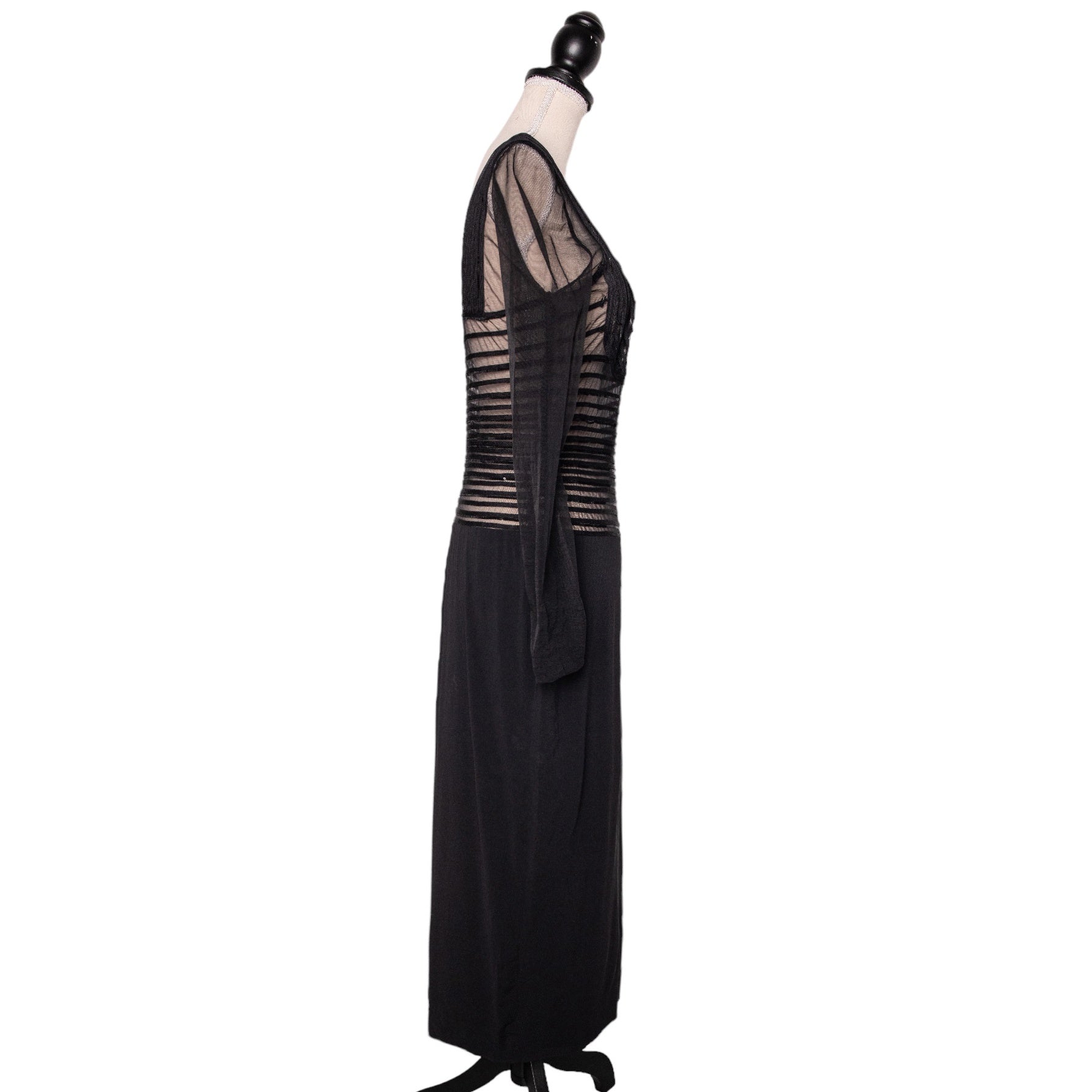 N.N. Semitransparentes Vintage Cocktailkleid in Midilänge mit Paillettendetails