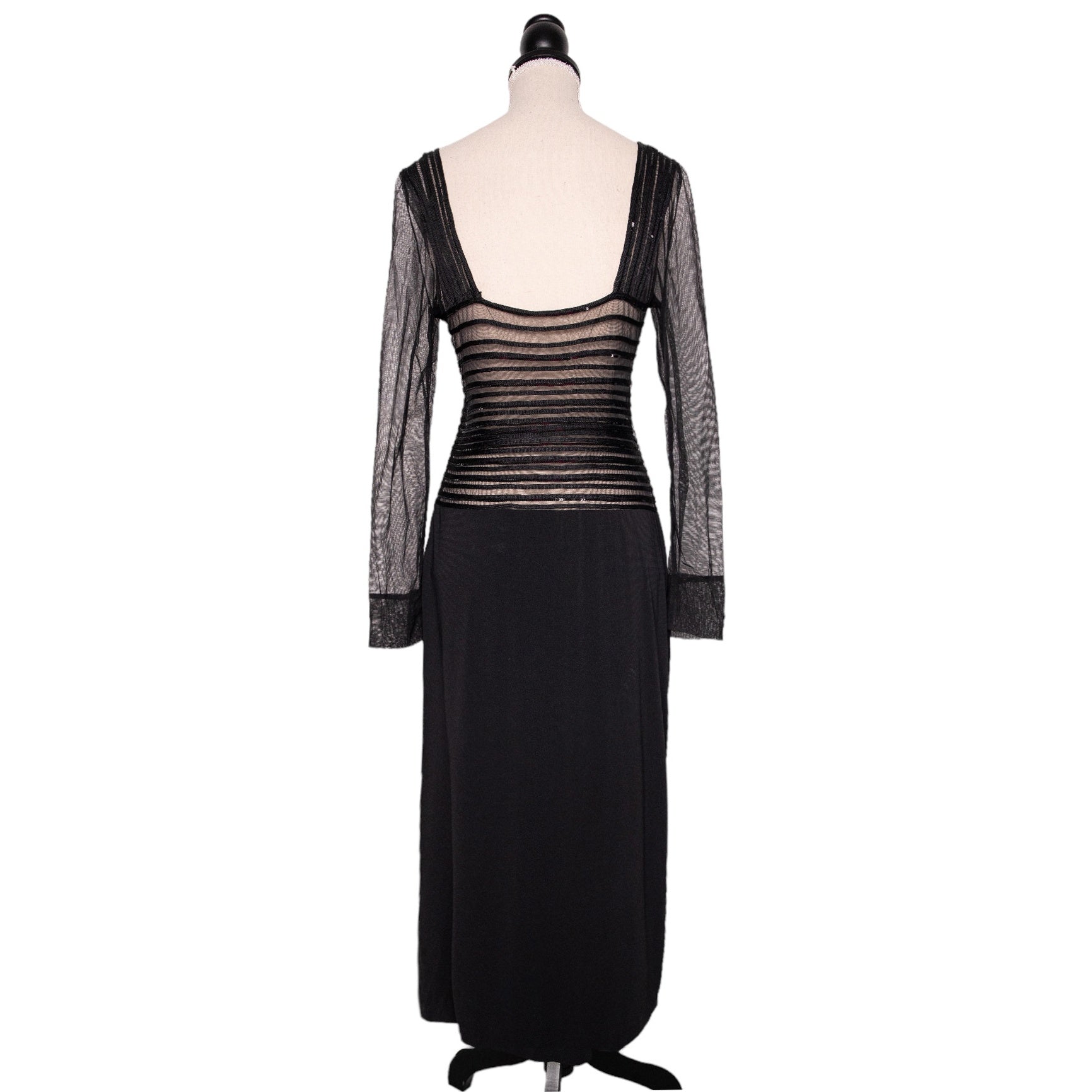 N.N. Semitransparentes Vintage Cocktailkleid in Midilänge mit Paillettendetails