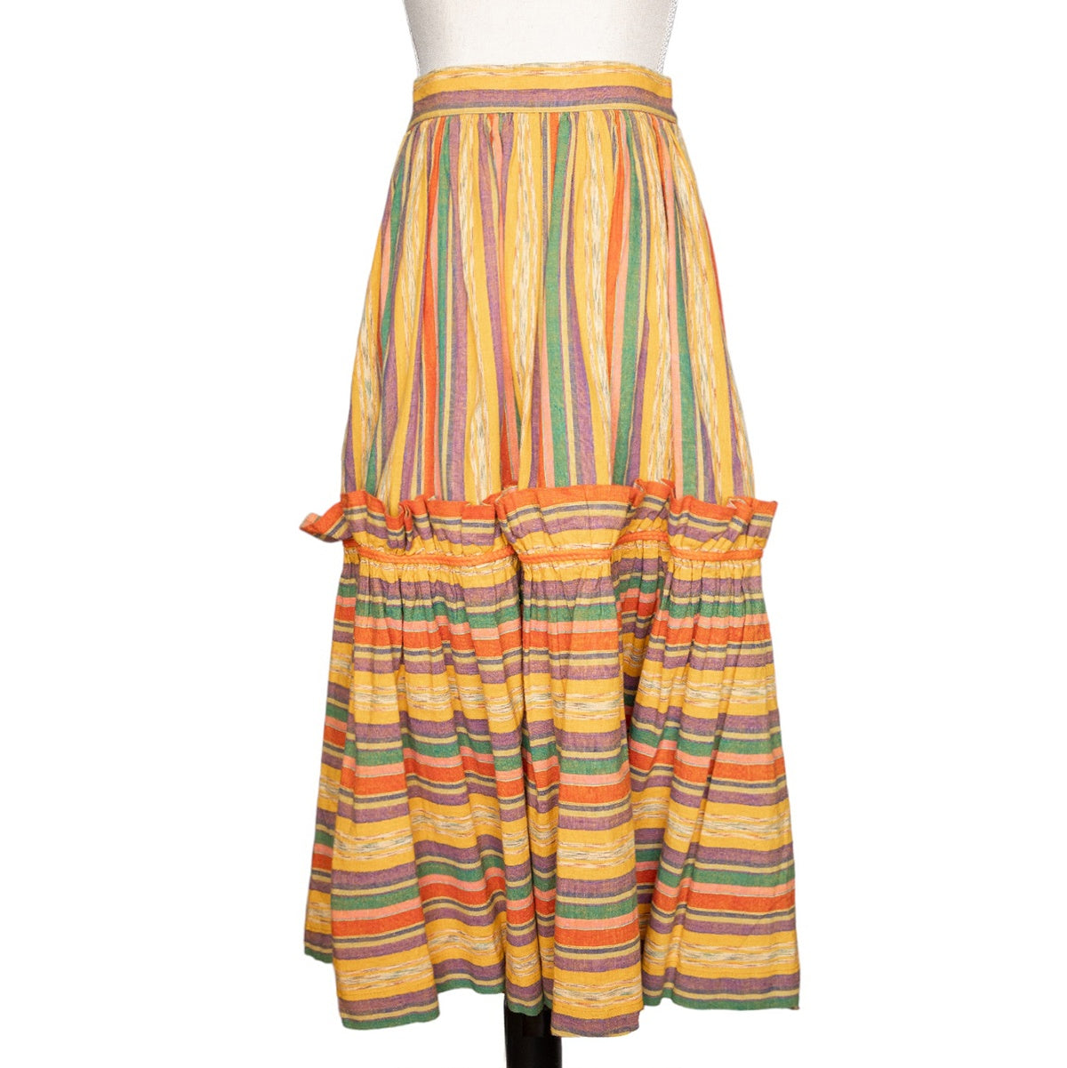 Yves Saint Laurent Rive Gauche Gestreifter Vintage Rock mit Volants