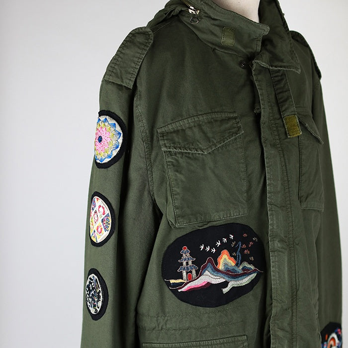 Amen Bestickte Military-Jacke mit integrierter Kapuze