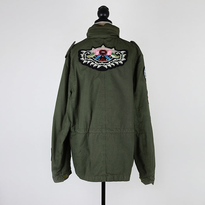 Amen Bestickte Military-Jacke mit integrierter Kapuze