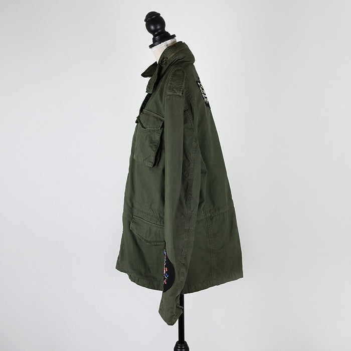 Amen Bestickte Military-Jacke mit integrierter Kapuze