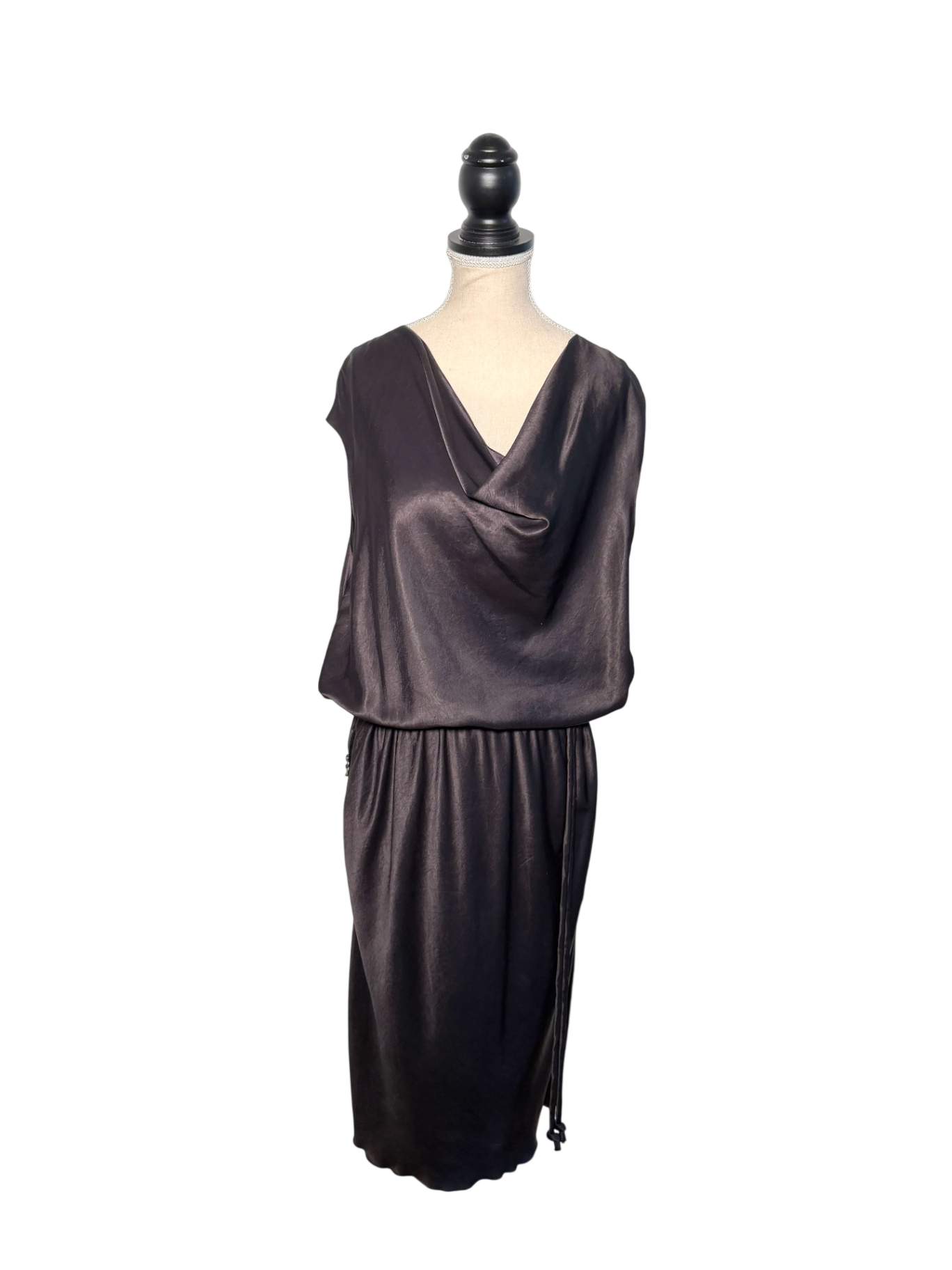 Lanvin Asymetrisches Midikleid mit Wasserfallkragen und Reißverschlüssen