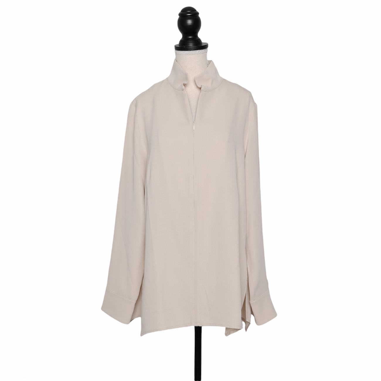 Akris Seidenbluse mit Stehkragen und Reißverschluss