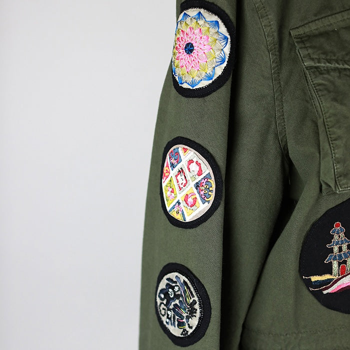 Amen Bestickte Military-Jacke mit integrierter Kapuze