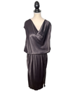Lanvin Asymetrisches Midikleid mit Wasserfallkragen und Reißverschlüssen