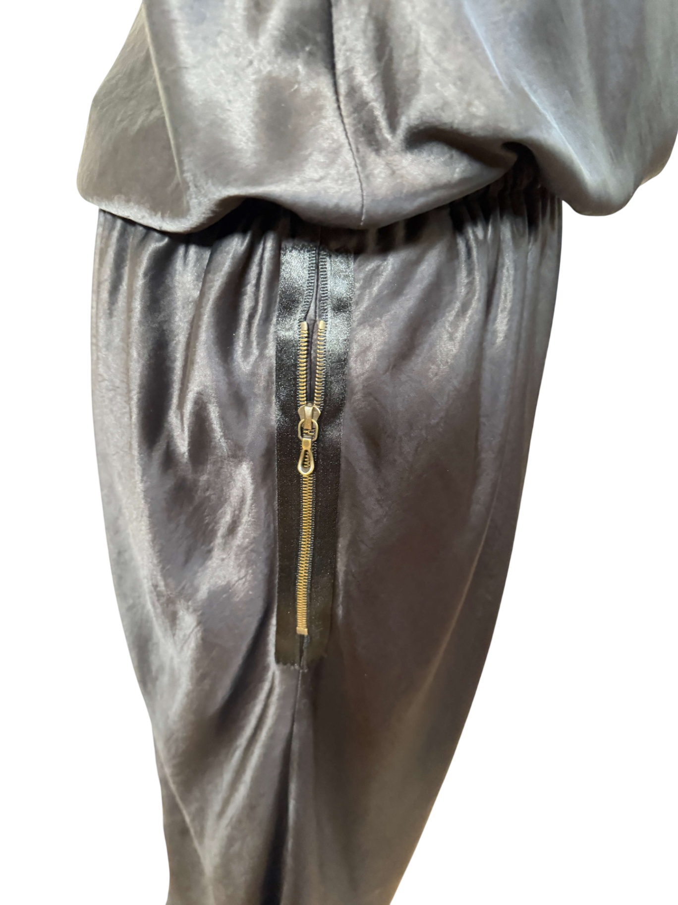 Lanvin Asymetrisches Midikleid mit Wasserfallkragen und Reißverschlüssen