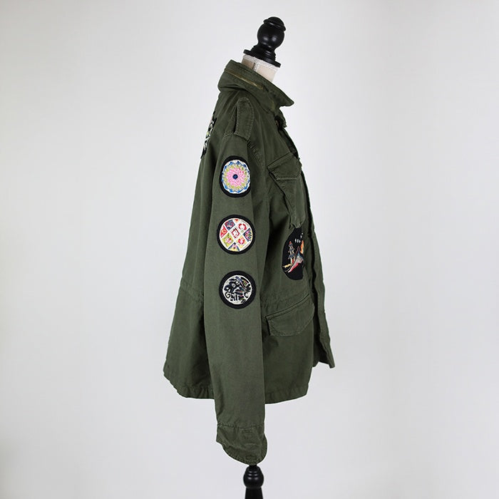 Amen Bestickte Military-Jacke mit integrierter Kapuze