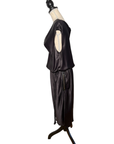 Lanvin Asymetrisches Midikleid mit Wasserfallkragen und Reißverschlüssen