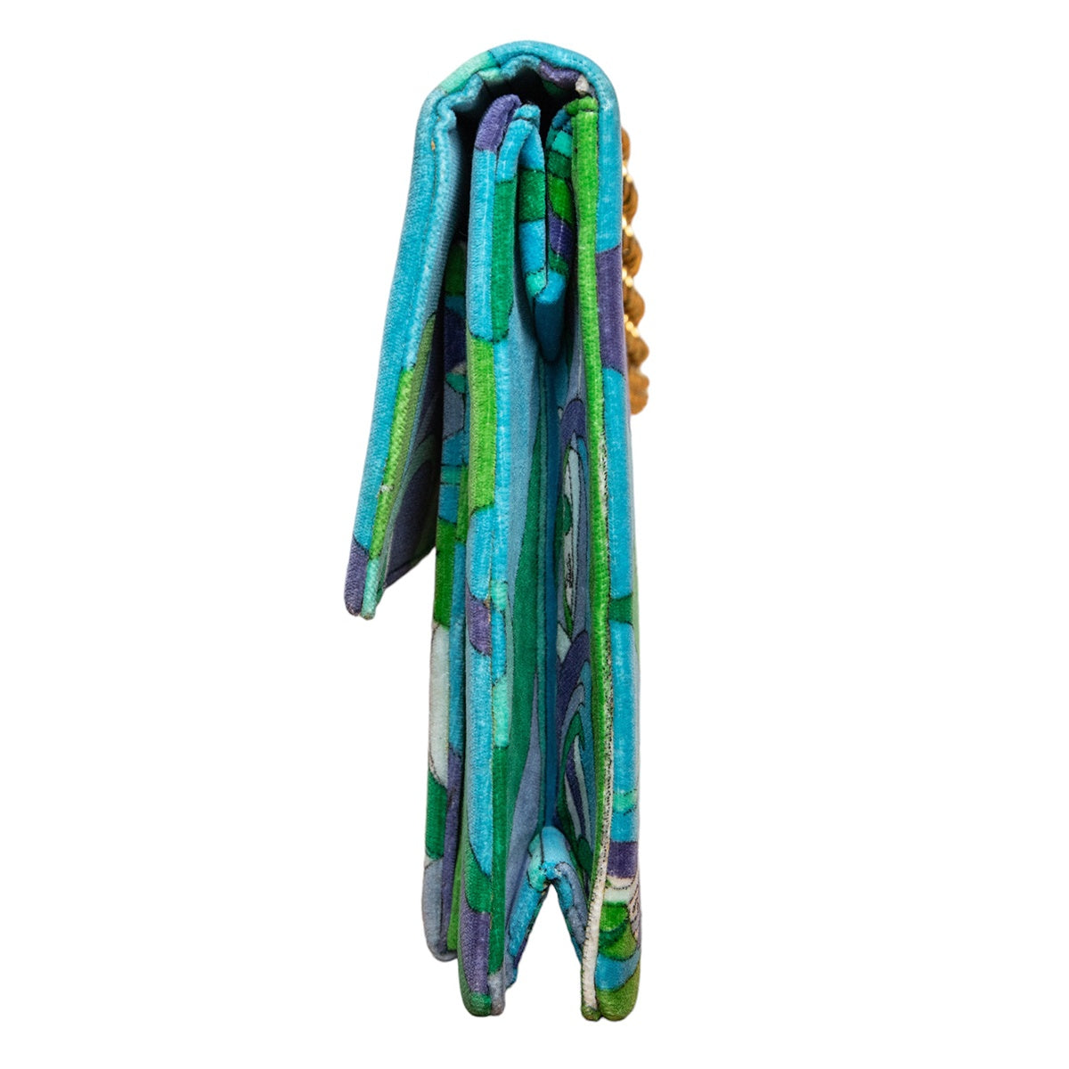 Emilio Pucci Vintage Samt-Clutch im Signature-Print und goldenem Ketten-Henkel