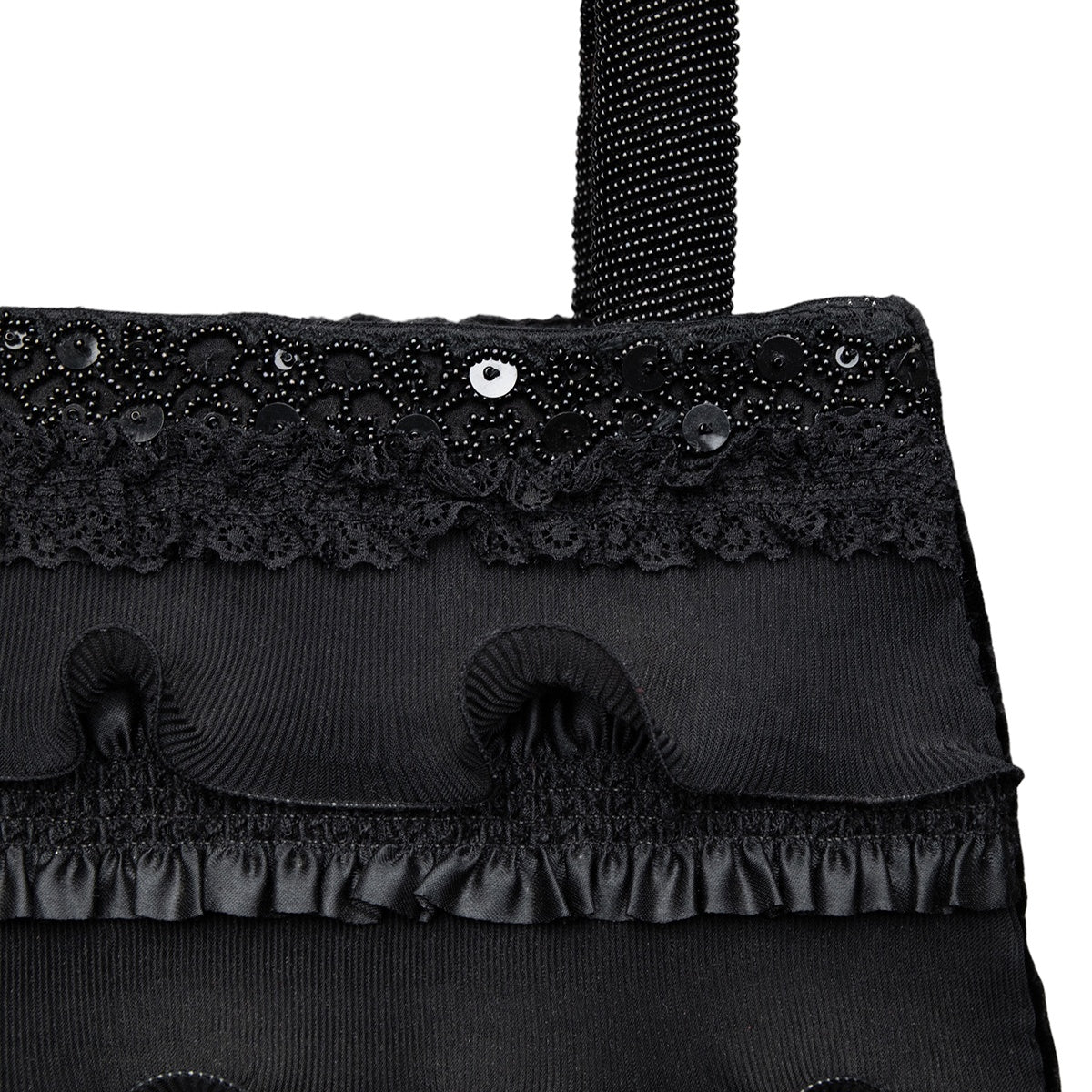 Ella Singh Vintage Handtasche mit aufwändiger Allover-Stickerei und Volants