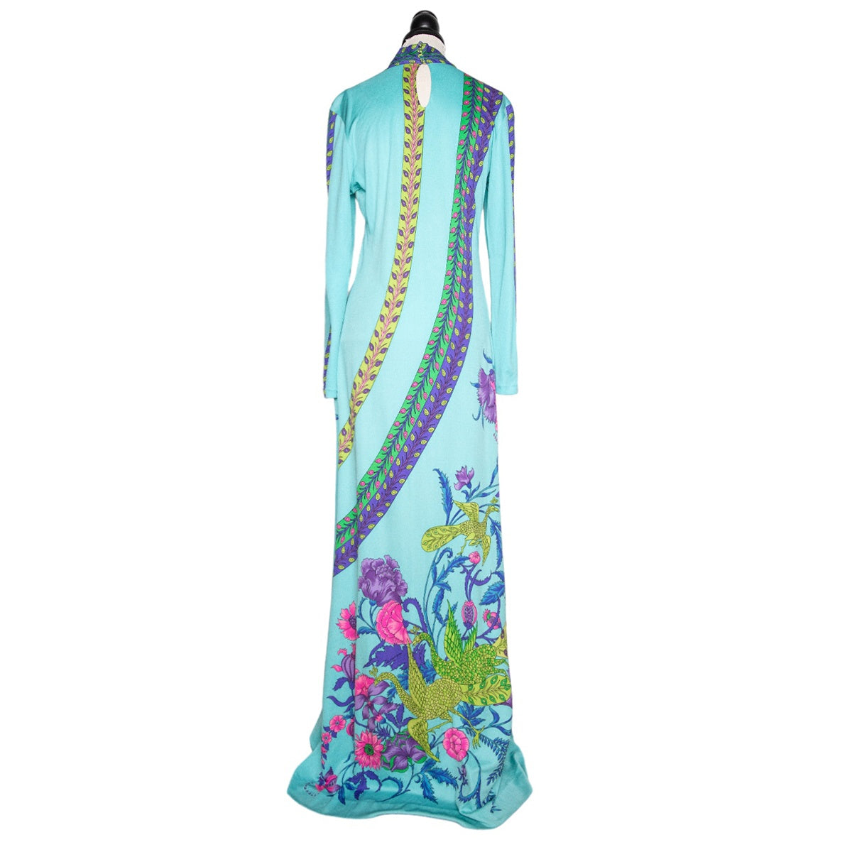 De Parisini Vintage Abendkleid im Signature Print aus Seide