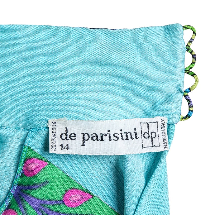 De Parisini Vintage Abendkleid im Signature Print aus Seide