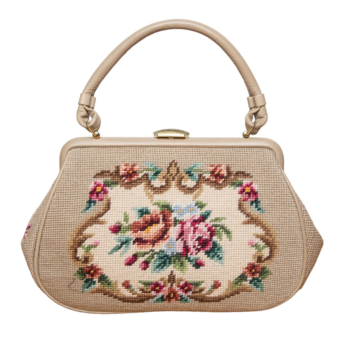 N.N. Vintage Handtasche mit Allover-Stickerei im Stil der 60er